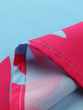 Inrosy robe longue imprimé fleurie trapèze décolleté plongeant mode décontracté rose framboise