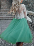 Inrosy mi-longue jupe plissé bouffante tutu en tulle élégant femme vert d'eau