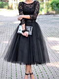 Inrosy mi-longue jupe plissé taille élastique tutu tulle femme noir