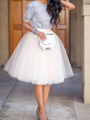 Inrosy jupe mi-longue tutu en tulle taille haute grande taille mode femme blanche