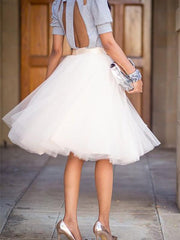 Inrosy jupe mi-longue tutu en tulle taille haute grande taille mode femme blanche