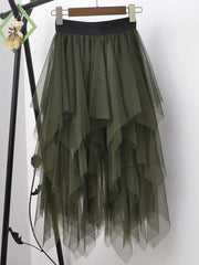 Inrosy jupe en tutu en tulle irrégulière taille élastique punk mode femme unicolore