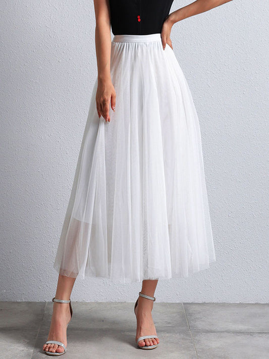 Inrosy jupe longue bouffante tutu tulle trapèze fluide femme casual doux