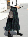Inrosy jupe longue carreaux avec poches fluide vintage femme