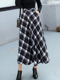 Inrosy jupe longue carreaux avec poches fluide vintage femme