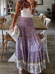 Inrosy jupe longue fleurie plissé taille haute vintage bohème femme
