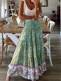 Inrosy jupe longue fleurie plissé taille haute vintage bohème femme