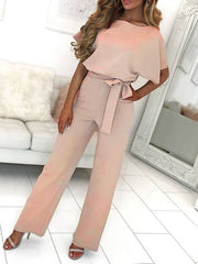 Inrosy combinaison longue ceinture volantée manches courtes élégant femme
