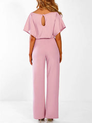 Inrosy combinaison longue ceinture volantée manches courtes élégant femme