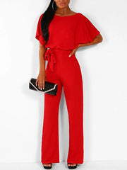 Inrosy combinaison longue ceinture volantée manches courtes élégant femme