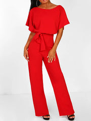 Inrosy combinaison longue ceinture volantée manches courtes élégant femme