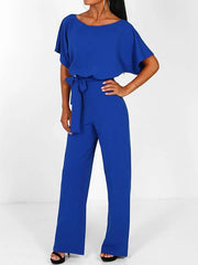 Inrosy combinaison longue ceinture volantée manches courtes élégant femme