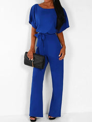Inrosy combinaison longue ceinture volantée manches courtes élégant femme