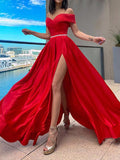 Inrosy robe longue brillante épaules dénudées élégant bal de promo