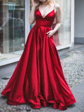 Inrosy longue robe fendu le côté trapèze à fines brides mode de bal rouge