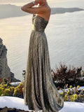 Inrosy robe longue bronzage bustier sans manches élégant femme bal de promo