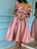 Inrosy mi-longue robe brillante paillette trapèze mode de cocktail rose