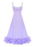 Inrosy mi-longue robe trapèze à volantée bustier à fines brides sans manches doux élégant de cocktail