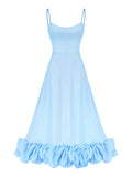 Inrosy mi-longue robe trapèze à volantée bustier à fines brides sans manches doux élégant de cocktail