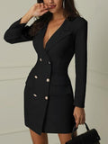 Inrosy blazer robe courte officier double boutonnage moulante mode femme