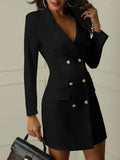 Inrosy blazer robe courte officier double boutonnage moulante mode femme