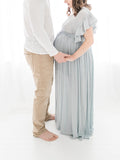 Inrosy robe de grossesse à volantée boutonnage v-cou femme décontracté casual femme enceinte