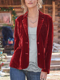 Inrosy blazer velours boutonnage poches manches longues femme style tailleur mode veste automne