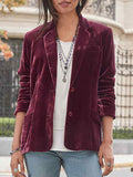 Inrosy blazer velours boutonnage poches manches longues femme style tailleur mode veste automne