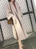 Inrosy longue manteau en laine fendu le côté ceinture femme veste abricot