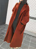 Inrosy longue manteau en laine fendu le côté ceinture oversized femme veste