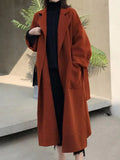 Inrosy longue manteau en laine fendu le côté ceinture oversized femme veste