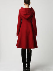 Inrosy mi-longue manteau trapèze coton boutonnage poches à capuche manches longues femme élégant vintage halloween veste
