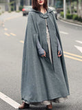 Inrosy longue poncho manteau en laine capuche asymétrique mode femme cape