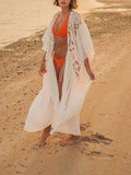 Inrosy couvre-maillot dentelle à volantée manches longues femme élégant décontracté maillots de bain
